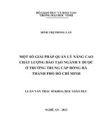 Một số giải pháp quản lý nâng cao chất lượng đào tạo ngành Y dược trường Trung cấp Hồng Hà Thành phố Hồ Chí Minh