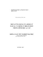 Khoá luận tốt nghiệp toán học một số ứng dụng của định lí pascal và định lí brianchon trong hình học sơ cấp