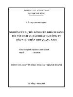 NGHIÊN cứu sự hài LÒNG của KHÁCH HÀNG đối với DỊCH vụ bảo HIỂM tại CÔNG TY bảo VIỆT NHÂN THỌ QUẢNG NAM