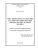 Thực trạng năng lực dạy học của sinh viên khoa hóa học trường đại học sư phạm hà nội 2