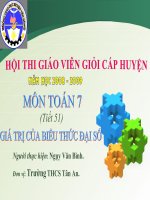 Tiết 51: Giá trị của một biểu thức đại số