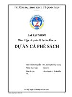 Bài tập nhóm môn lập và quản lý dự án đầu tư dự án cafe sách