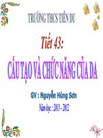 Tiết 43: Cấu tạo và chức năng của da