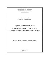 Một số giải pháp quản lý hoạt động tự học của sinh viên Đại học Y dược Thành phố Hồ Chí Minh
