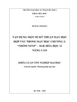 Vận dụng một số kỹ thuật dạy học hợp tác trong dạy học chương 2 nhóm nitơ   SGK hóa học 11 nâng cao