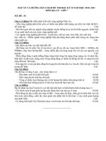 Đáp án Môn Địa Lý 7 HK II năm học 2010   2011