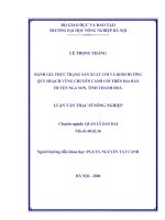 đánh giá thực trạng sản xuất cói và định hướng quy hoạch vùng chuyên canh cói trên địa bàn huyện nga sơn, tỉnh thanh hoá