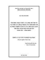 Tìm hiểu nhận thức của phụ huynh về vai trò của hoạt động vui chơi đối với sự phát triển tâm lý của trẻ mẫu giáo trường mầm non ngô quyền vĩnh yên   vĩnh phúc