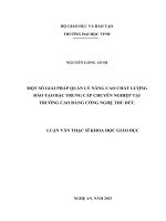 Một số giải pháp quản lý nâng cao chất lượng đào tạo bậc Trung cấp chuyên nghiệp tại Trường Cao đẳng Công nghệ Thủ Đức