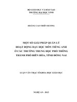 Một số giải pháp quản lý hoạt động dạy học môn tiếng Anh ở các trường Trung học phổ thông Thành phố Biên Hòa, tỉnh Đồng Nai