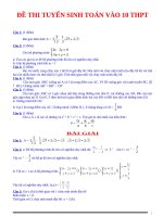 MỘT SỐ ĐỀ THI TOÁN VÀO LỚP 10(HAY)