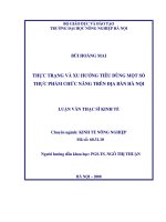 thực trạng và xu hướng tiêu dùng một số thực phẩm chức năng trên địa bàn hà nội