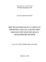 Một số giải pháp quản lý công tác bồi dưỡng năng lực chuyên môn cho giáo viên mầm non quận 8, thành phố Hồ Chí Minh