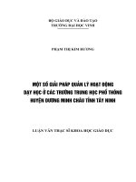 Một số giải pháp quản lý hoạt động dạy học ở các trường Trung học phổ thông huyện Dương Minh Châu tỉnh Tây Ninh