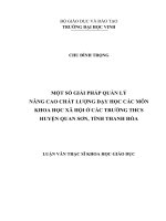 Một số giải pháp quản lý nâng cao chất lượng dạy học các môn Khoa học xã hội ở các trường THCS huyện Quan Sơn, tỉnh Thanh Hóa