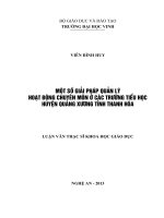 Một số giải pháp quản lý hoạt động chuyên môn ở các trường tiểu học huyện Quảng Xương tỉnh Thanh Hóa