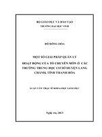 Một số giải pháp quản lý hoạt động của tổ chuyên môn ở các trường trung học cơ sở huyện Lang Chánh, tỉnh Thanh Hóa