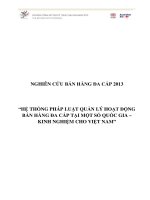 HỆ THỐNG PHÁP LUẬT QUẢN lý HOẠT ĐỘNG bán HÀNG đa cấp tại một số QUỐC GIA – KINH NGHIỆM CHO VIỆT NAM