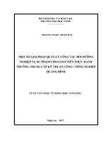 Một số giải pháp quản lý công tác bồi dưỡng nghiệp vụ sư phạm cho giáo viên thực hành trường trung cấp Kỹ thuật Công  Nông nghiệp Quảng Bình