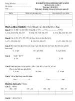 BÀI KT ĐK CUỐI HK II MÔN TOÁN, TRƯỜNG TIỂU HỌC TOÀN THẮNG