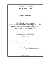 Một số giải pháp quản lý nâng cao chất lượng thực tập lâm sàng của học sinh điều dưỡng ở bệnh viện Hữu nghị Đa khoa Nghệ An