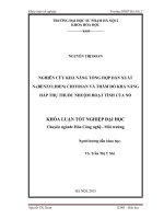 Nghiên cứu khả năng tổng hợp dẫn xuất n (benzyliđen) chitosan và thăm dò khả năng hấp thụ thuốc nhuộm hoạt tính của nó