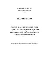 Một số giải pháp quản lý chất lượng giáo dục đạo đức học sinh Trung học phổ thông tại quận 3, Thành phố Hồ Chí Minh