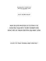 Một số giải pháp quản lí công tác giáo dục đạo đức nghề nghiệp cho sinh viên sư phạm trường đại học Vinh