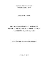 Một số giải pháp quản lý hoạt động tự học của sinh viên hệ vừa làm vừa học tại trường Đại học Sài Gòn