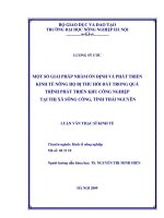 một số giải pháp nhằm ổn định và phát triển kinh tế nông hộ bị thu hồi đất trong quá trình phát triển khu công nghiệp tại thị xã sông công, tỉnh thái nguyên
