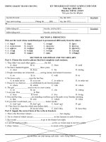 Đề thi và đáp án thi KĐCL cuối năm Anh 9