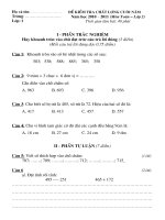 Đề KS cuối năm môn Toán   Lớp 2