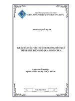 khảo sát các yếu tố ảnh hưởng đến quá trình chế biến khổ qua muối chua