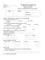 Đề kiểm tra toán lớp 3