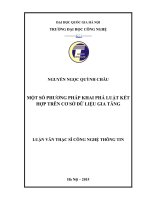 Một số phương pháp khai phá luật kết hợp trên cơ sở dữ liệu gia tăng 