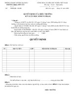 Quyết định kỷ luật học sinh vi phạm