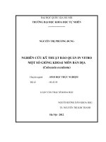 Nghiên cứu kỹ thuật bảo quản in vitro một số giống khoai môn bản địa 