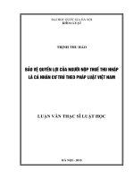 Bảo vệ quyền lợi của người nộp thuế thu nhập là cá nhân cư trú theo pháp luật việt nam 