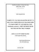 Nghiên cứu tác dụng hạ đường huyết và khả năng chống rối loại trao đổi lipid của dịch chiết từ loài diệp hạ châu (phyllanthus urinaaria l ) trên mô hình chuột đái tháo đường thực nghiệm