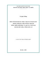 Phân tích đánh giá thực trạng dùng đất trong mối quan hệ với quy hoạch nông thôn mới phục vụ quản lý đất đai huyện đức hòa, tỉnh long an 