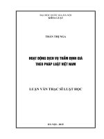 Hoạt động dịch vụ thẩm định giá theo pháp luật việt nam 