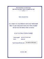 lựa chọn các loại hình sử dụng đất thích hợp phục vụ quy hoạch sử dụng đất nông nghiệp huyện nguyên bình, tỉnh cao bằng