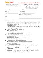 Đề thi học kì 1 môn Tiếng Việt lớp 3 trường tiểu học Kim An, Hà Nội năm 2014 - 2015