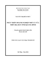 Phát triển doanh nghiệp nhỏ và vừa trên địa bàn tỉnh quảng bình