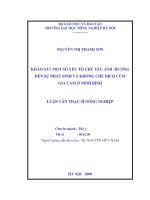 khảo sát một số yếu tố chủ yếu ảnh hưởng đến sự phát sinh và khống chế dịch cúm gia cầm ở ninh bình