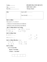 Đề kiểm tra học kì I môn Toán lớp 1