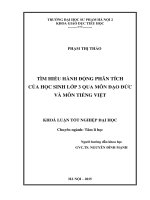 Tìm hiểu hoạt động phân tích của học sinh lớp 3 qua môn đạo đức và môn tiếng việt
