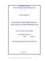 tuyển chọn và phát triển giống lúa chất lượng cao cho thành phố hà nội