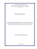 Đánh giá thực trạng quản lý và dùng đất các dự án thủy điện tại huyện văn quan   tỉnh lạng sơn 