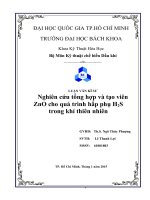 lNghiên cứu tổng hợp và tạo viên ZnO cho quá trình hấp phụ H2S trong khí thiên nhiên